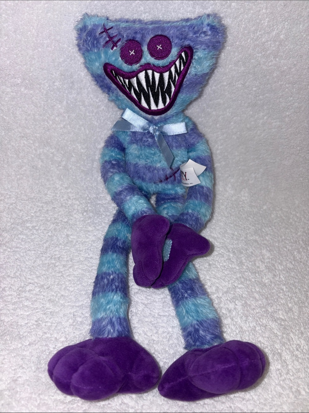 Huggy Wuggy 15" Poppy Playtime Purple & Blue Stripe Plush Stuffed Animal